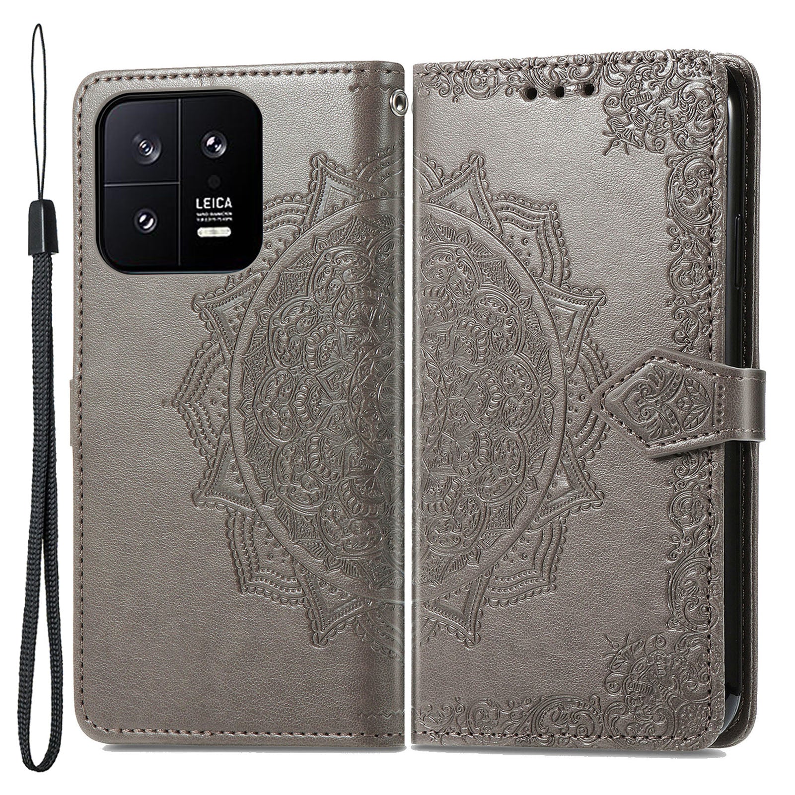 For Xiaomi 13 5G PU Leather Embossed Mandala Pattern Flip Case Magnetic Closure Stand Wallet Phone Cover with Strap For Xiaomi 13 5G PU Leather Embossed Mandala Pattern Flip Case Magnetic Closure Stand Wallet Phone Cover with Strap